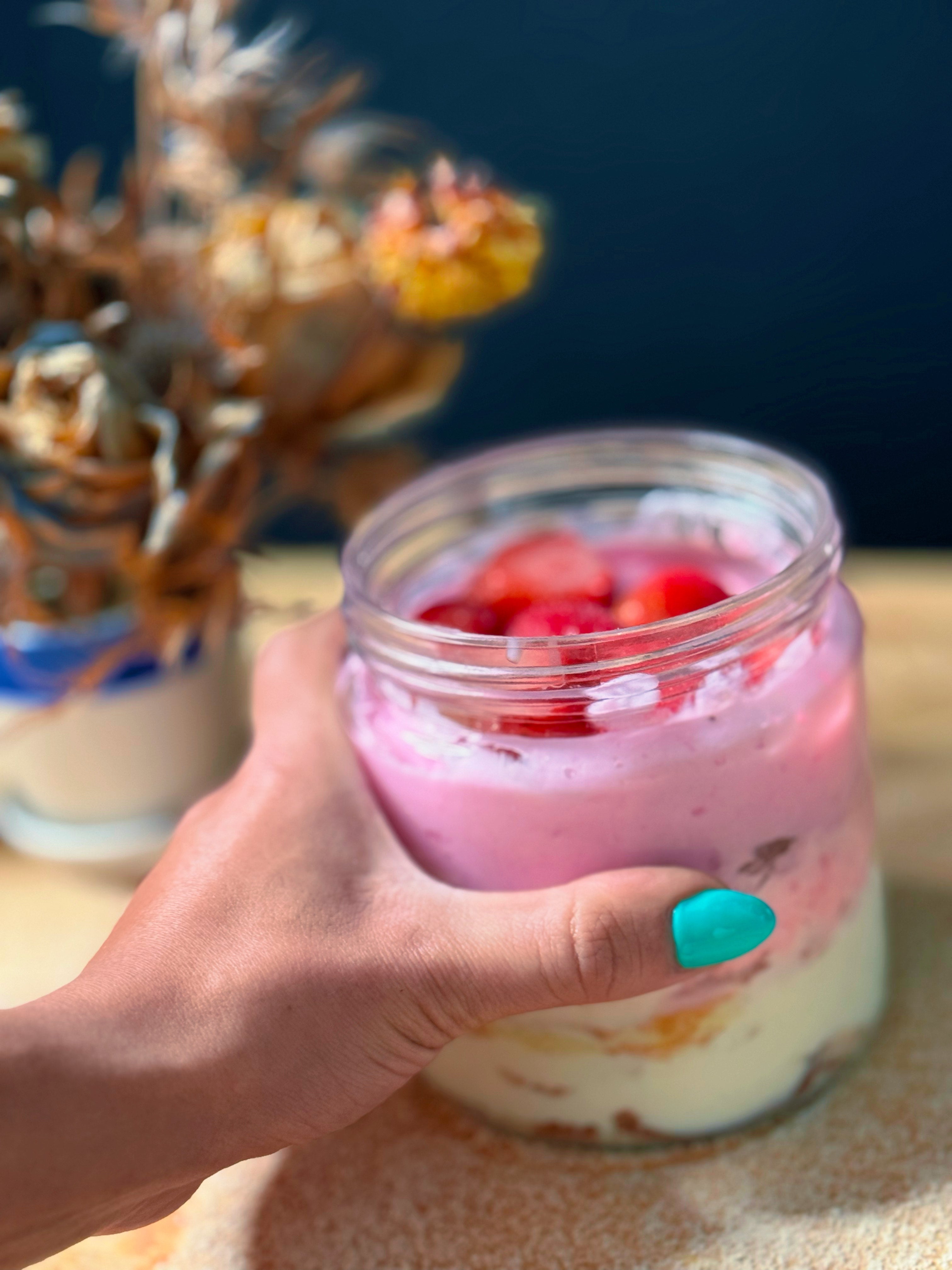 Strawberry Fluffy Cake Jar