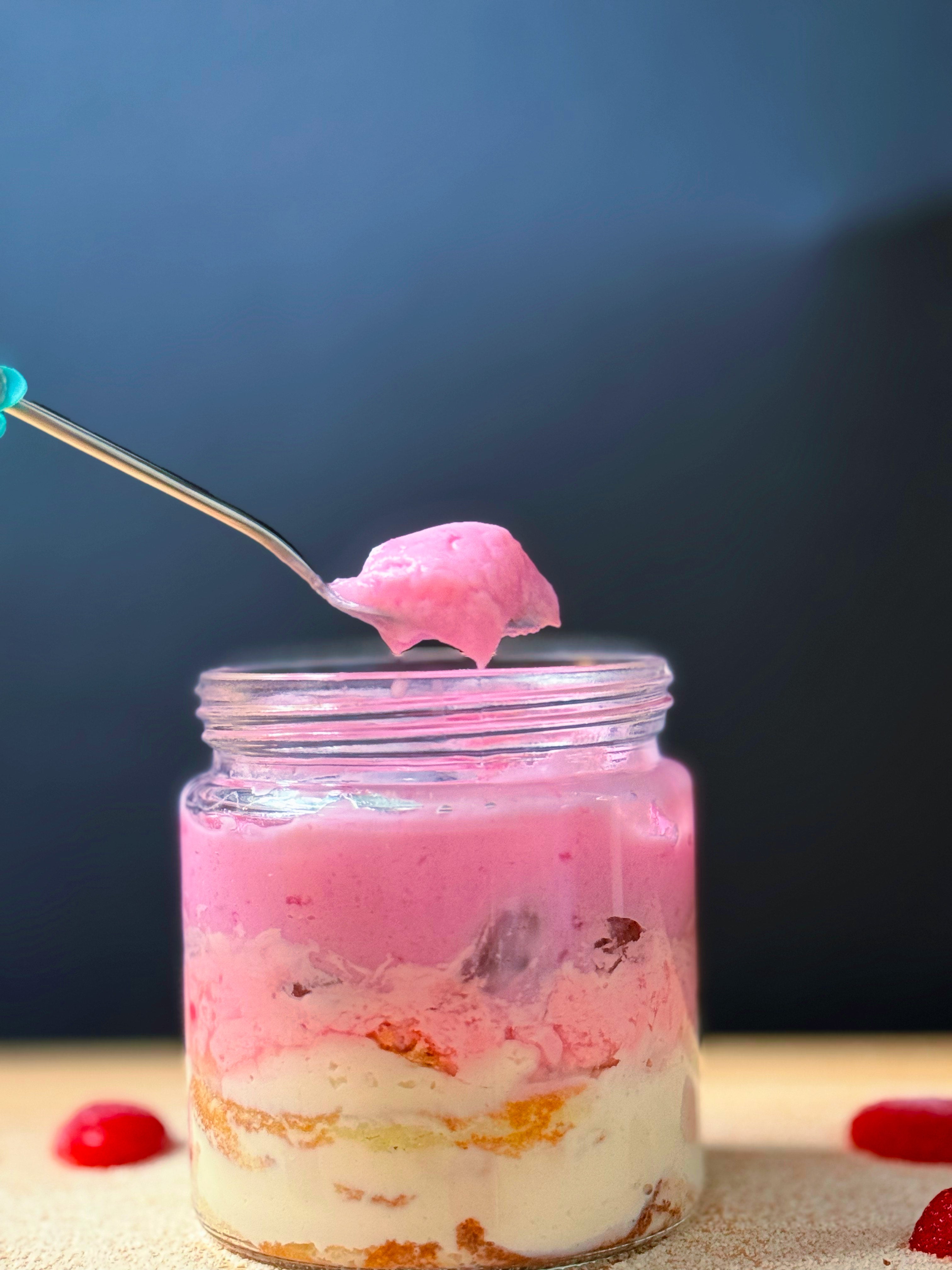 Strawberry Fluffy Cake Jar