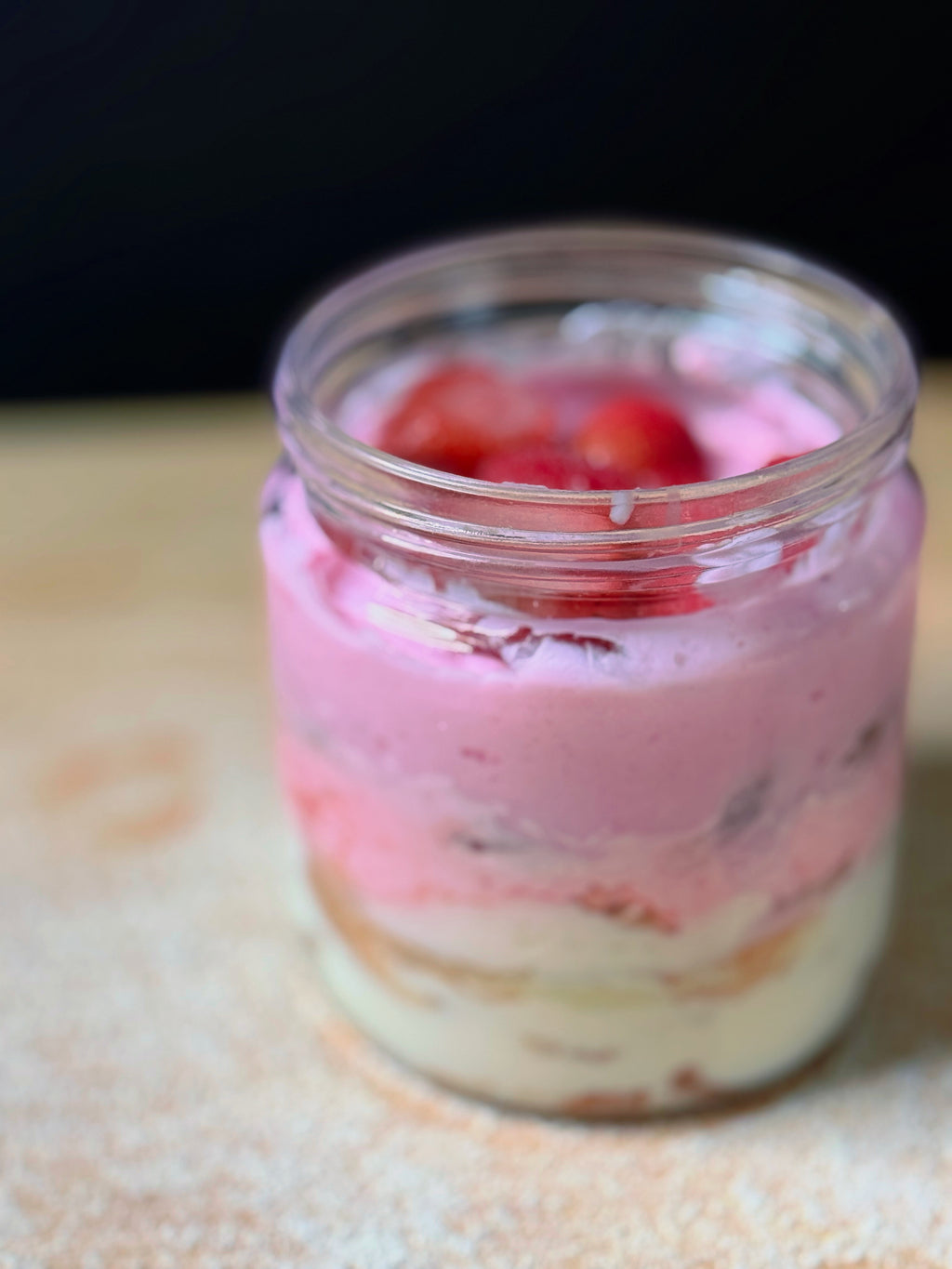 Strawberry Fluffy Cake Jar